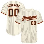 Authentisches Custom Baseball Trikot Nadelstreifen Creme Schwarz Schwarz-Orange