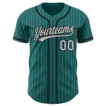 Teal Grau Baseball Nadelstreifen Jersey Schwarz Authentic Custom