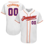 Jersey Authentic Weiß Lila-Orange Custom Baseball