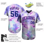 Krawatten-Trikot Royal-Pink Custom Authentic Baseball 3D Dye
