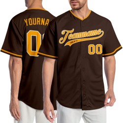 Baseball Braun Trikot Custom Gold-Weiß Authentic