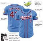 Baseball Authentic Custom Blau Purpur-Weiß Jersey Pulver