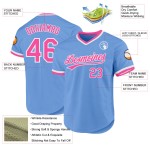 Jersey Blau Throwback Authentic Custom Pink-Weiß Helles Baseball