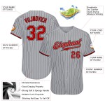 Baseball Jersey Schwarz Nadelstreifen Rot-Schwarz Custom Grau Authentic