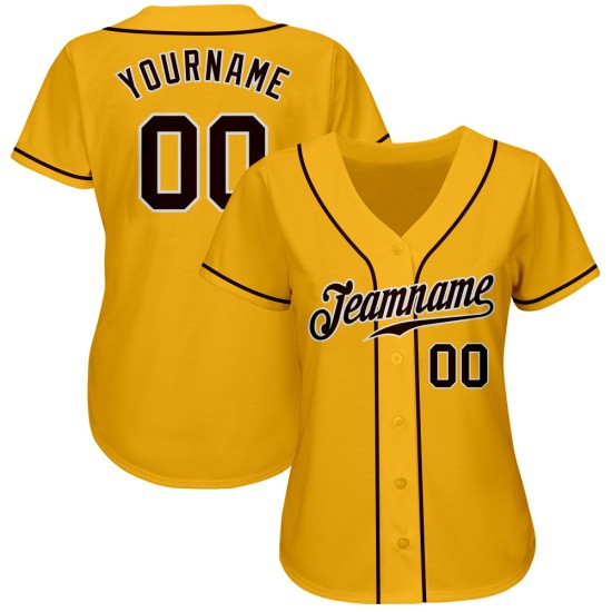 Custom Jersey Braun-Weiß Baseball Authentic Gold
