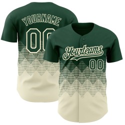 Authentische 3D Muster Jersey Grün Quadrat Gradienten Formen Baseball Creme Design Custom