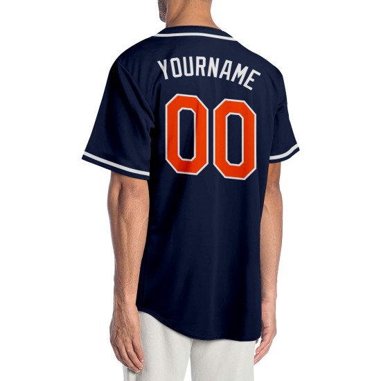Baseball Authentic Orange-Weiß Navy Custom Trikot