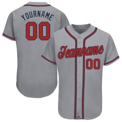 Jersey Baseball Custom Grau Rot-Marineblau