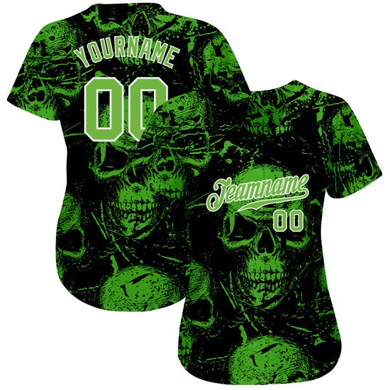 Muster 3D Benutzerdefinierte Totenköpfe Halloween Jersey Baseball Authentic