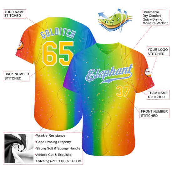 Authentisches Custom Jersey Baseball ist für LGBT Love Pride Rainbow Love Month