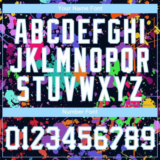 Damen Jersey Splashes Cropped V-Ausschnitt Custom Graffiti Blau Muster 3D Weiß-Licht Baseball