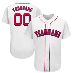 Custom Baseball Jersey Weiß Rot-Marine