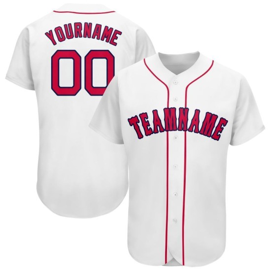 Custom Baseball Jersey Weiß Rot-Marine