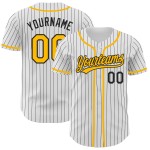 Benutzerdefinierte authentische Jersey Gold Nadelstreifen weiß Baseball schwarz