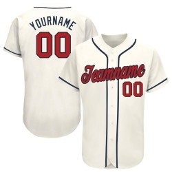 Custom Jersey Creme Rot-Marine Baseball