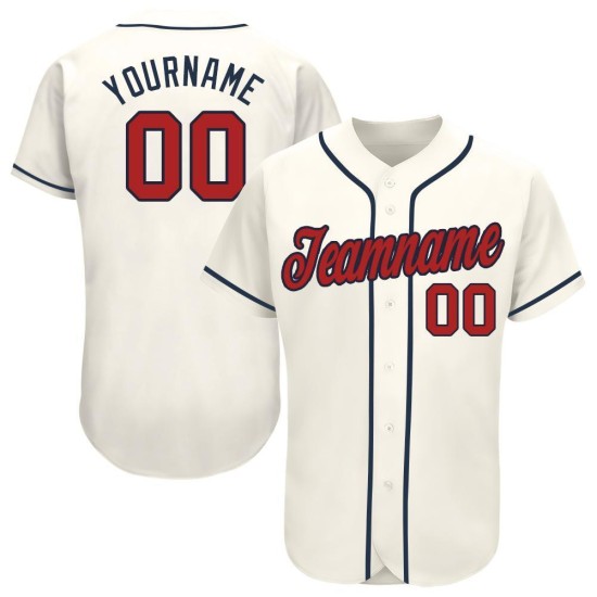 Custom Jersey Creme Rot-Marine Baseball
