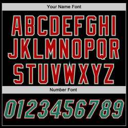 Authentisches schwarzes Custom-Trikot, grün-rot, Kelly Baseball