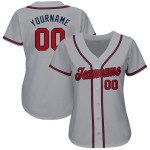 Jersey Baseball Custom Grau Rot-Marineblau