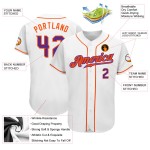 Jersey Authentic Weiß Lila-Orange Custom Baseball