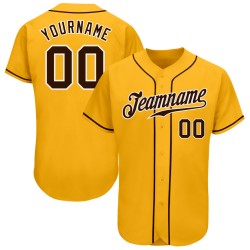 Custom Jersey Braun-Weiß Baseball Authentic Gold