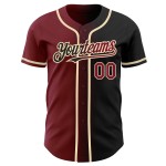 Custom Fashion Crimson-City Schwarz Baseball Authentic Jersey Creme Farbverlauf