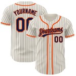 Baseball Authentic Jersey Creme Navy Nadelstreifen Orange Custom