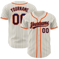 Baseball Authentic Jersey Creme Navy Nadelstreifen Orange Custom