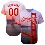 Jersey Authentic Weiß Lila-Orange Custom Baseball