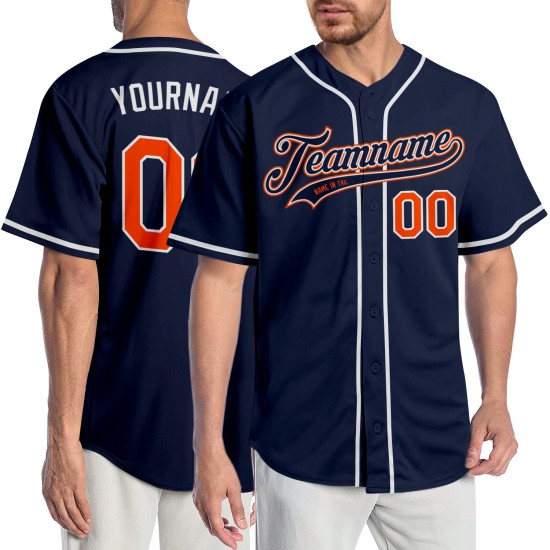 Baseball Authentic Orange-Weiß Navy Custom Trikot