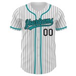 Benutzerdefinierte Marineblau Neon Baseball Weiß Nadelstreifen Grün Authentic Jersey