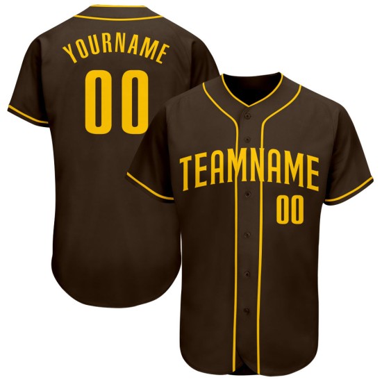 Jersey Gold Benutzerdefinierte Authentic Baseball Braun